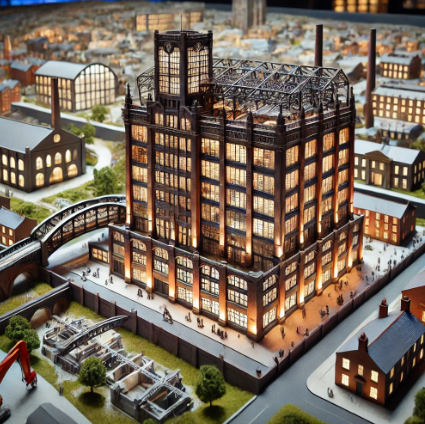 Un modelo arquitectónico detallado realizado por Ari Maqueta, destacando la precisión y creatividad en Zaragoza.