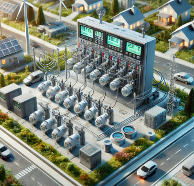 Un modelo detallado de sistema de contador inteligente creado por Ari Maqueta, que ilustra tecnologías avanzadas de monitoreo energético, análisis de datos y conectividad de red. Ideal para proyectos educativos, planificación urbana y presentaciones 
